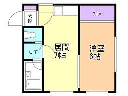 イースト18 1LDKの間取図画像