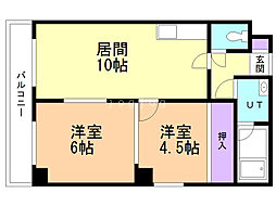 サントアリオ・デ元町 2LDKの間取図画像