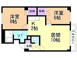 パールハイム40 2LDKの間取図画像