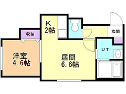 エステート北19 1LDKの間取図画像
