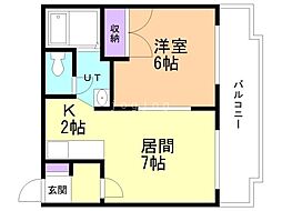 オーシ・ドマン 1LDKの間取図画像