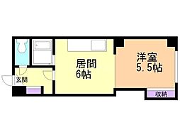 クリスタルヒルズ 1DKの間取図画像