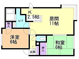 エトワール北都 2LDKの間取図画像