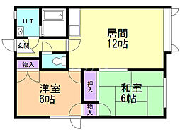 ノースウェスト19 2LDKの間取図画像