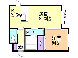 ポラリス元町 1LDKの間取図画像