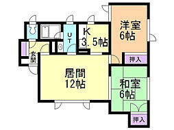 ノーブル伏古B 2LDKの間取図画像