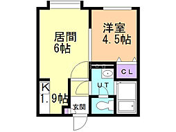 ヴィヴァーチェ3 1DKの間取図画像