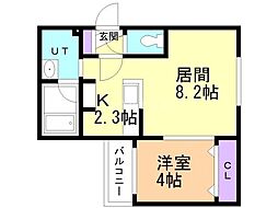 札幌市東区北二十条東18丁目マンション 1LDKの間取図画像
