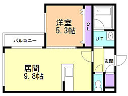 ademain元町 1LDKの間取図画像