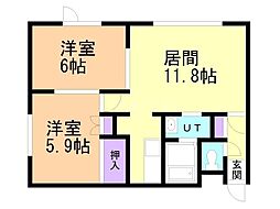 ベル東麻生 2LDKの間取図画像