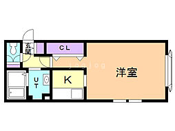 エルム2 1Kの間取図画像