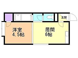 グランドールハピネス 1DKの間取図画像