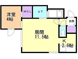 ブルーイング本町 1LDKの間取図画像