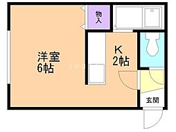 ハピネス栄町 1Kの間取図画像