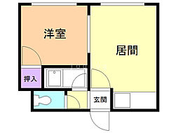 メゾンロベ36 1DKの間取図画像