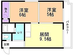 クリスタルハイツR1 2LDKの間取図画像