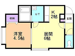 プレステージ23 1DKの間取図画像