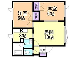 プレトリアA 2LDKの間取図画像