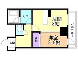 クリスタルガーデン栄町 1LDKの間取図画像