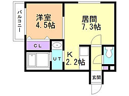 ガレ・ド・ロータス 1LDKの間取図画像
