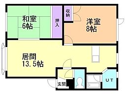 サンシャイン19 2LDKの間取図画像