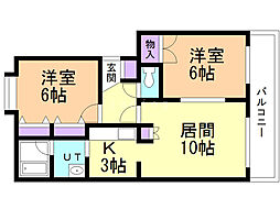 ベルサジュノン 2LDKの間取図画像