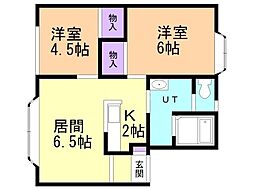 シティハウスNE17 2DKの間取図画像