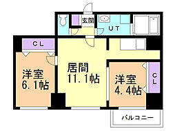 ルラシオン北7条 2LDKの間取図画像
