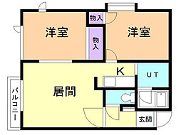 ハイツK 2LDKの間取図画像