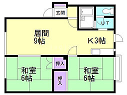 サンライフメイ 2LDKの間取図画像