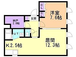 メトロノーム 1SLDKの間取図画像