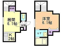 MKコート元町 1LDKの間取図画像