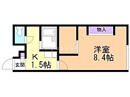 レオパレスプレミール 1Kの間取図画像
