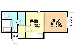 プロシード環状通東 1DKの間取図画像