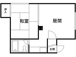 キューニハイツ 1LDKの間取図画像