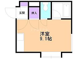 N43クラブハウスA ワンルームの間取図画像