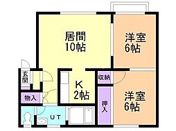 ニューライフ36 2LDKの間取図画像