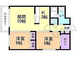 アクアガーデン 2LDKの間取図画像