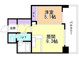 ダイアパレス北10条1番館・2番館 1LDKの間取図画像