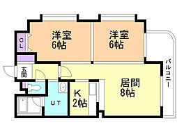 プレステージ・ウィル 2LDKの間取図画像