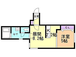 クリスタル・セレニティ 1LDKの間取図画像