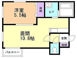 アールベリ元町 1LDKの間取図画像
