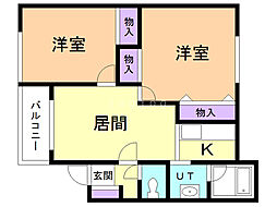 ピュアナガタ 2LDKの間取図画像