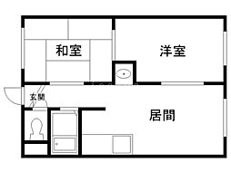 ラフォーレ北海 2DKの間取図画像