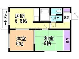 コーポ727 2DKの間取図画像