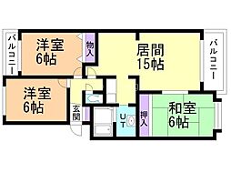 グランメール山川 3LDKの間取図画像