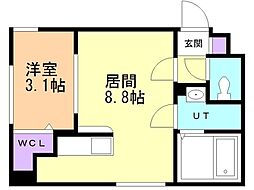 シャトン北10条 1LDKの間取図画像