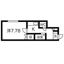 プラザイン元町 1Kの間取図画像