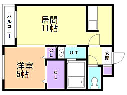 ル・ファールN12 1LDKの間取図画像