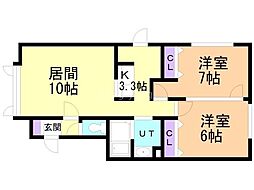 ルミエールエクセレント35B 2LDKの間取図画像